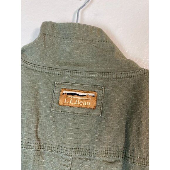 LL Bean Slightly Fitted Green Shacket Shirt Jacket Men XL Ripstop Military Light - Picture 8 of 16